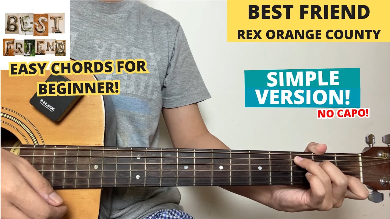 Best Friend - Rex Orange County (Guitar Tutorial) Easy Chords For Beginner! No Capo!