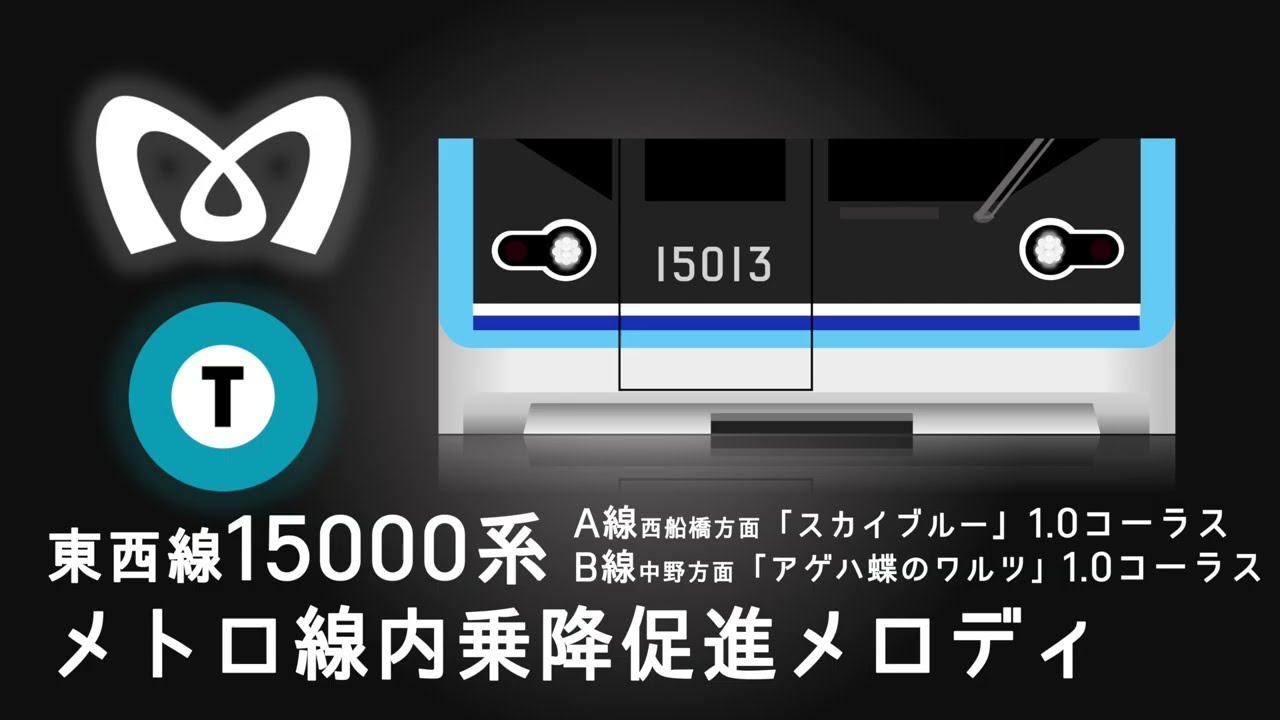 東西線15000系メトロ線内乗降促進メロディ「スカイブルー」「アゲハ蝶のワルツ」