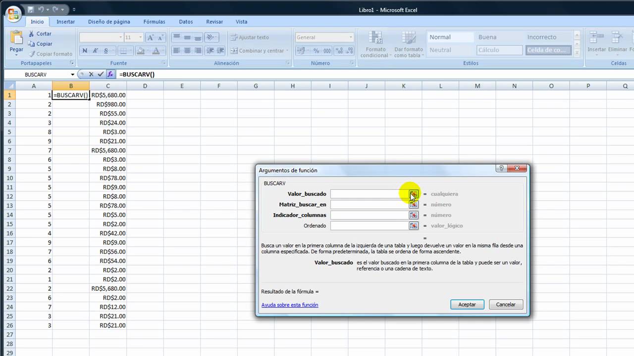 Como usar la funci&oacute;n BuscarV  o vlookup en Excel Paso a Paso