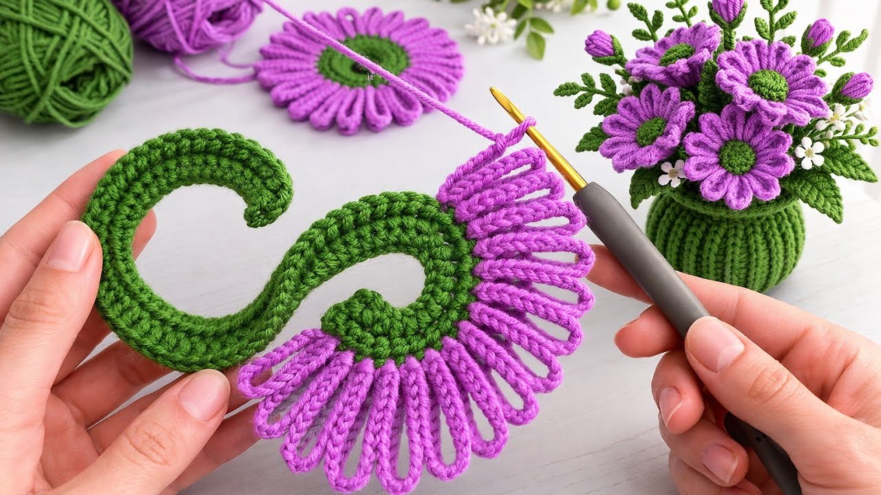 This Crochet Flower is Going Viral 🌸 Easy Loop Stitch Tutorial!