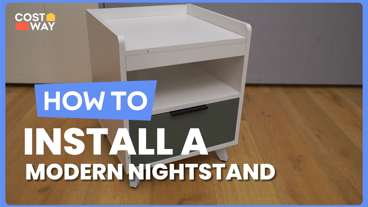 How to Install the Modern Nightstand with LED Lights Sliding Drawer | JV10648 #costway #howto
