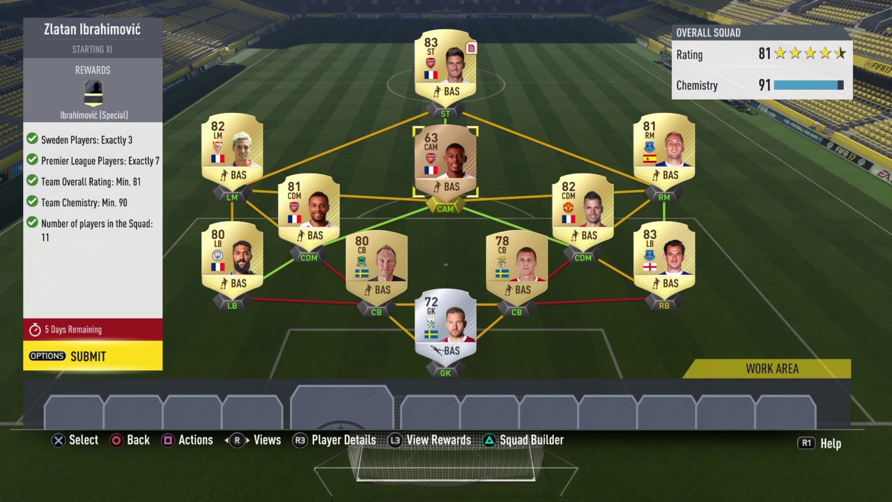 FIFA 17 Zlatan Ibrahimovic squad builder challenge Cheap