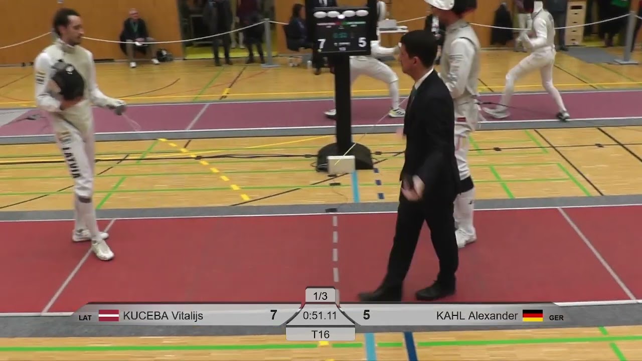 european qualification Paris 2024 Mens Foil T16 Kuceba LAT vs Kahl GER