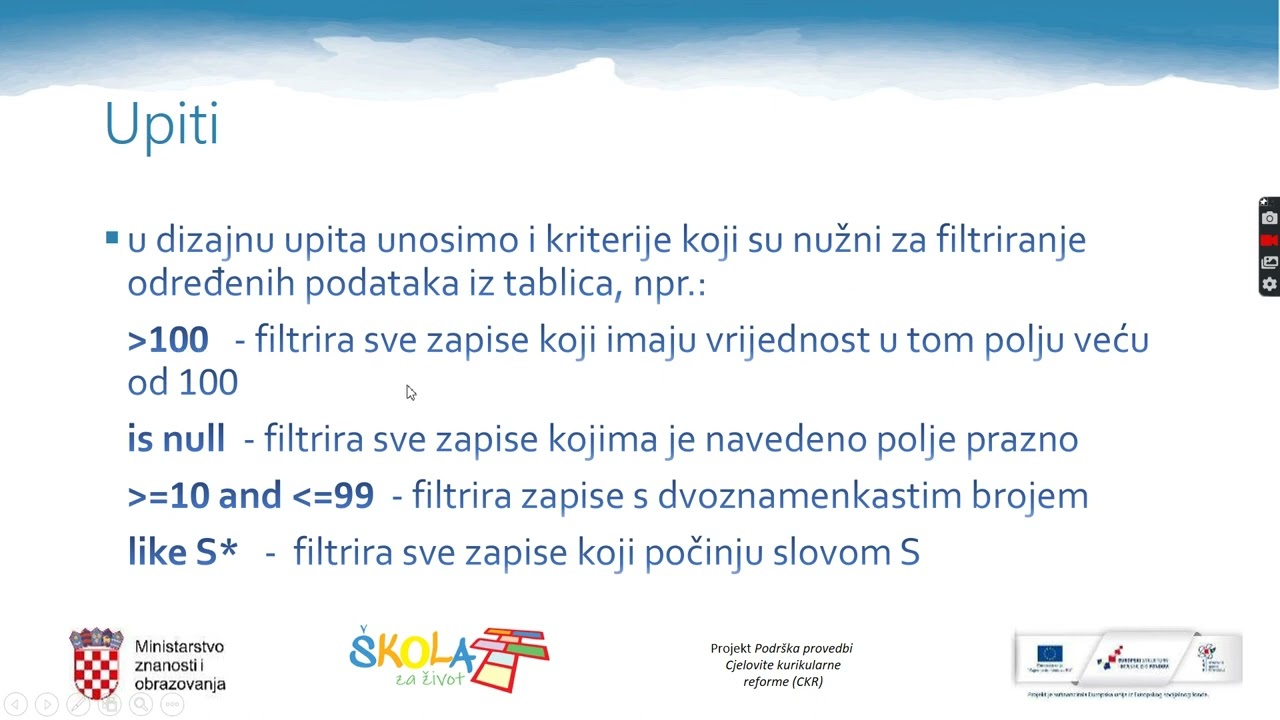 Izrada jednostavnih upita - Microsoft Access