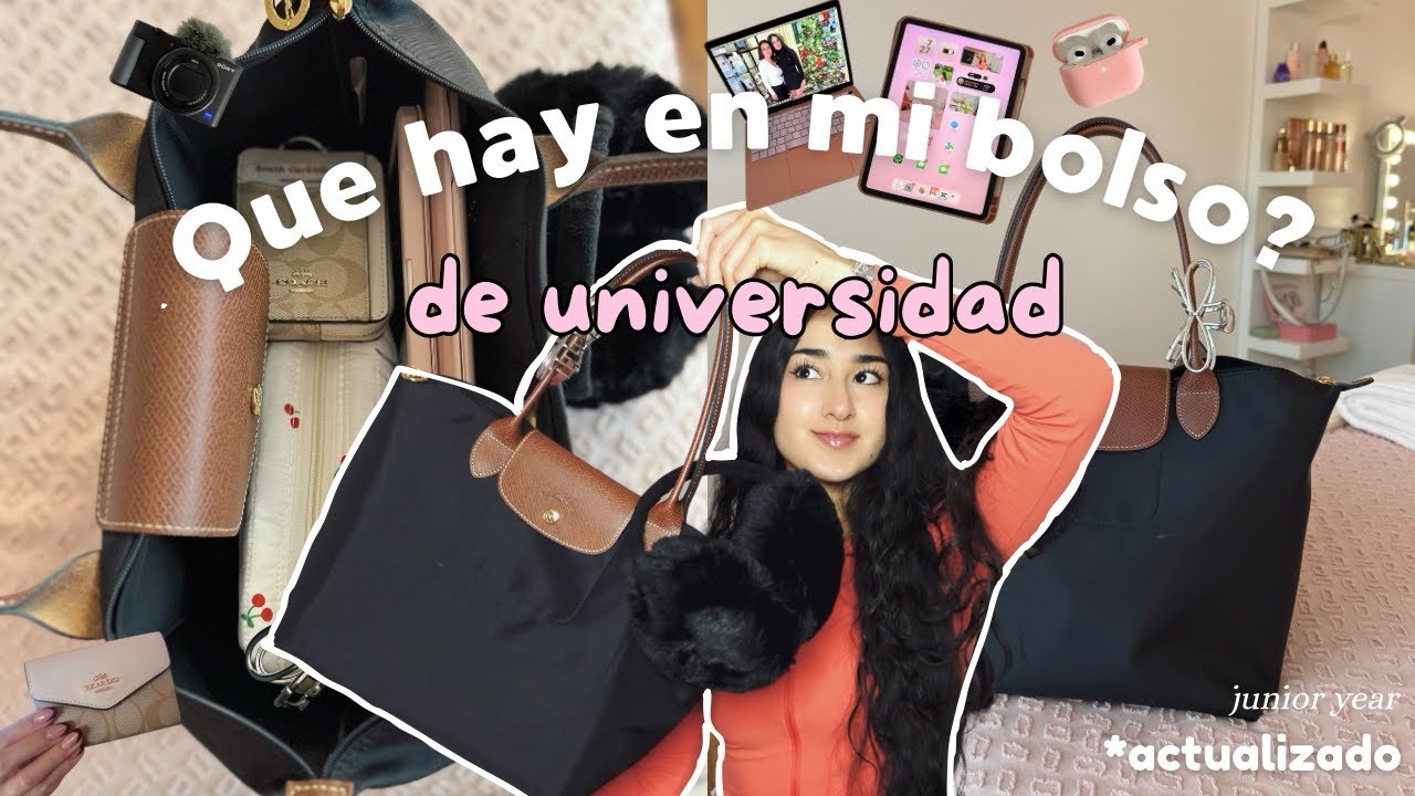 Que hay en mi BOLSO de la UNI? 🤍🫶🏼| Longchamp tote bag | *updated