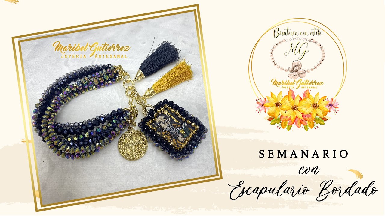 SEMANARIO CON ESCAPULARIO BORDADO 📿 |  Pulsera con Escapulario Bordado.