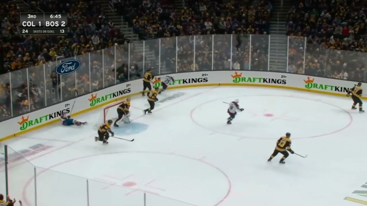 Brad Marchand Throws Huge Hit On Ross Colton