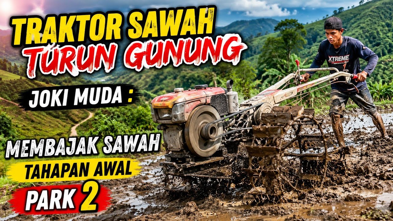 Traktor Sawah Turun Gunung Joki Muda : Membajak Sawah Tahapan Awal Park 2 