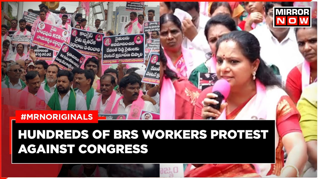 Anti-Congress Protest in Telangana: BRS MLC K Kavitha Leads Sit-In | Revanth Reddy |Electricity Row