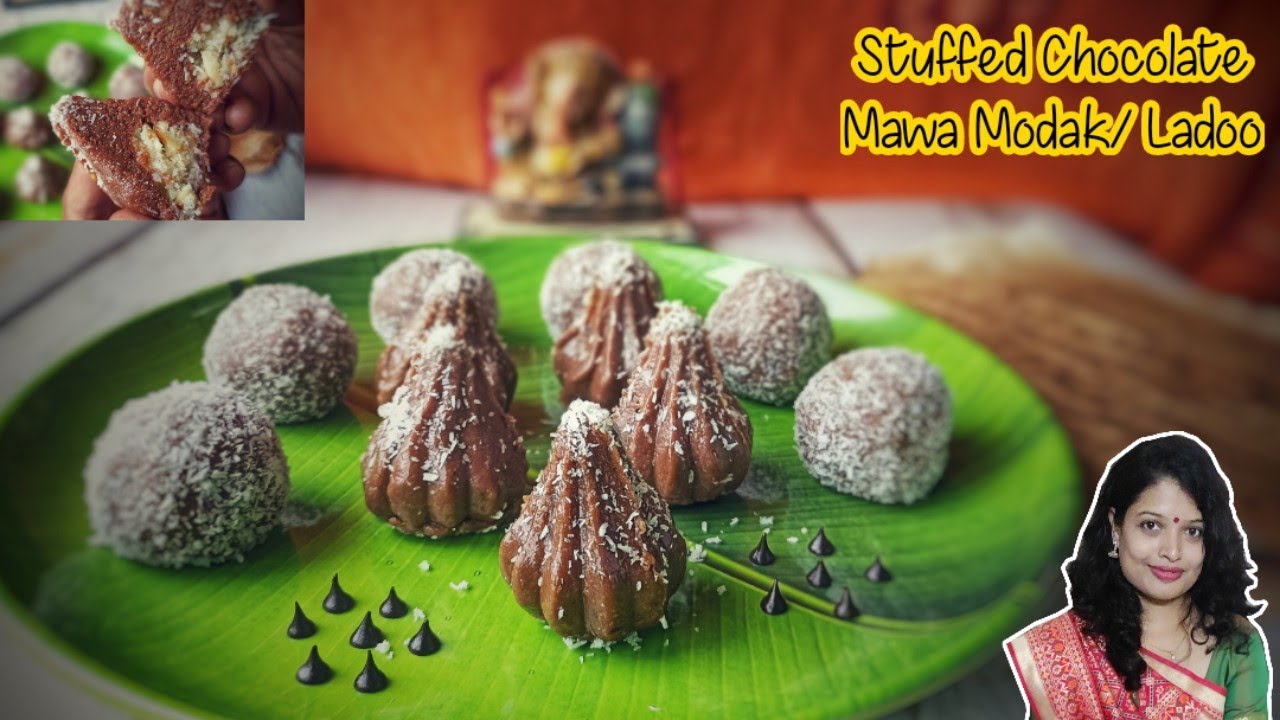 Stuffed Chocolate Mawa Modak | Mawa modak | chocolate modak | mawa ladoo | chocolate ladoo | modak