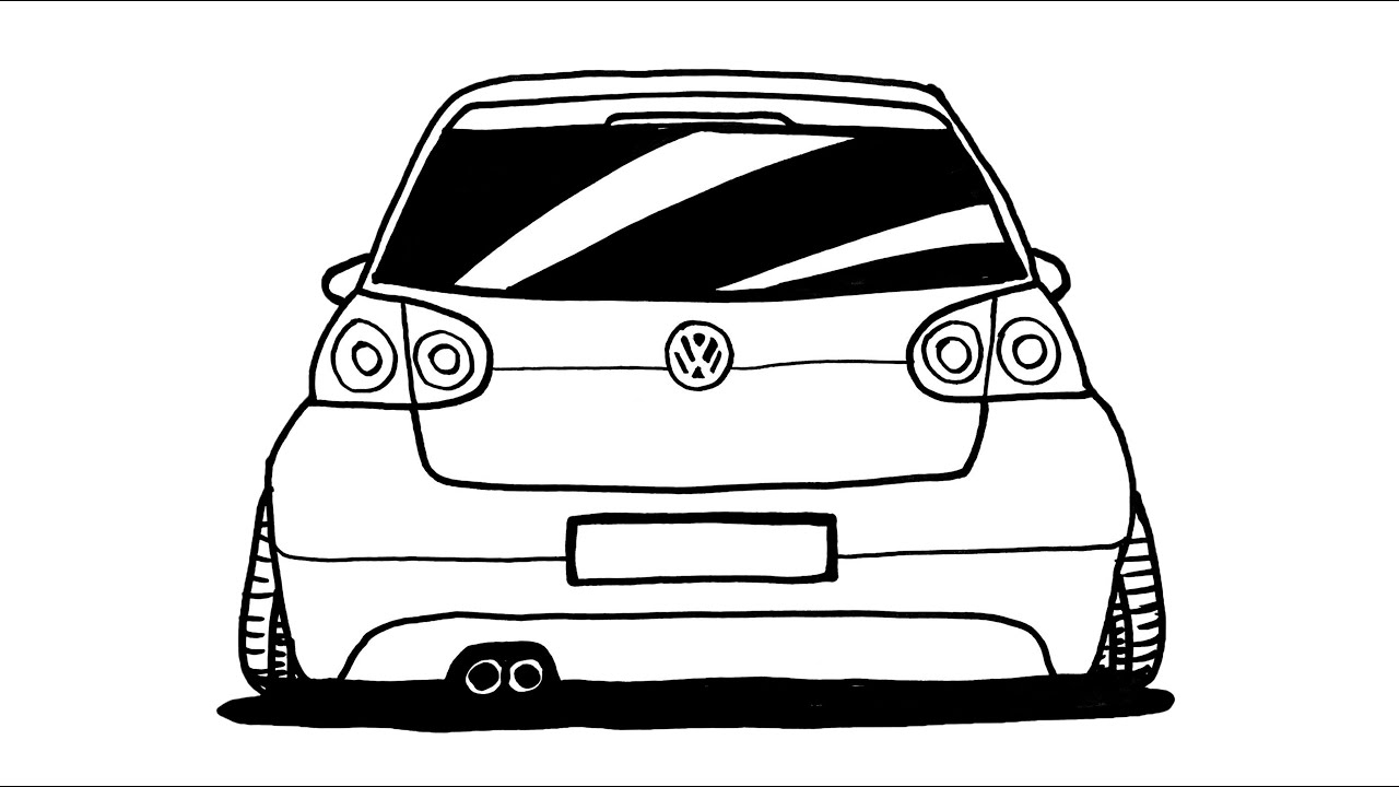 How To Draw a Car Volkswagen Golf Step by Step - How to draw a car easy - Volkswagen Golf Drawing