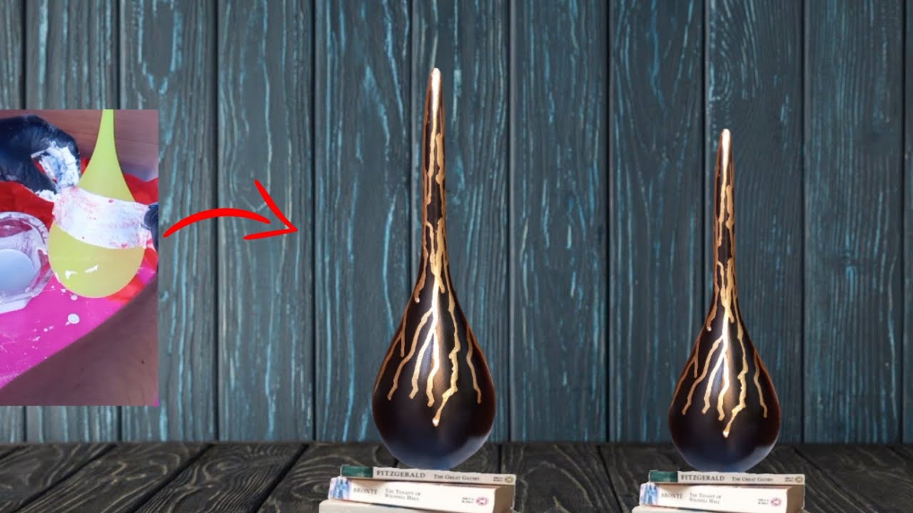 COMO FAZER VASO DECORATIVO LUXUOSO DE GESSO E BEXIGA | FAÇA VOCÊ MESMO VASO DECORATIVO DE GESSO