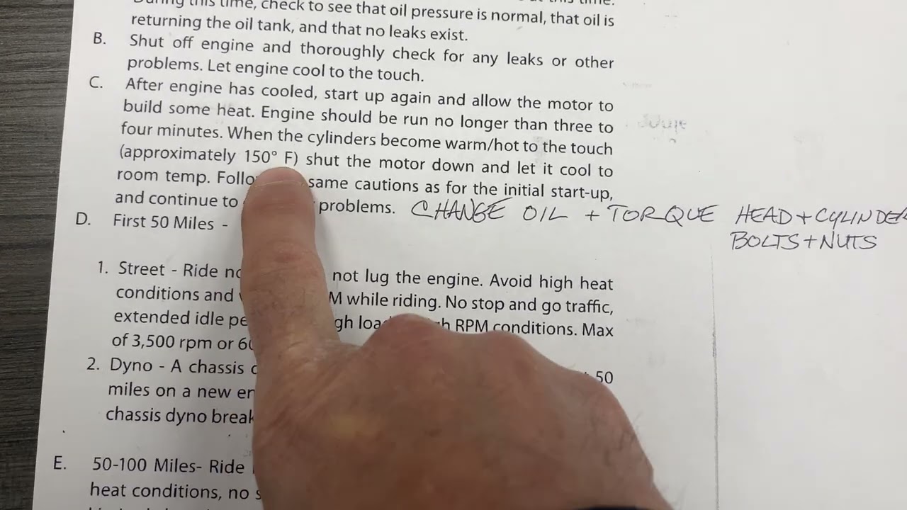 Break-in procedure Harley Engine Motor