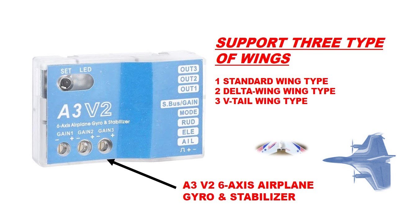 How to set WING TYPE in A3 V2 6-AXIS GYRO & STABILIZER | DELTA-WING | V-TAIL | STANDARD WING.