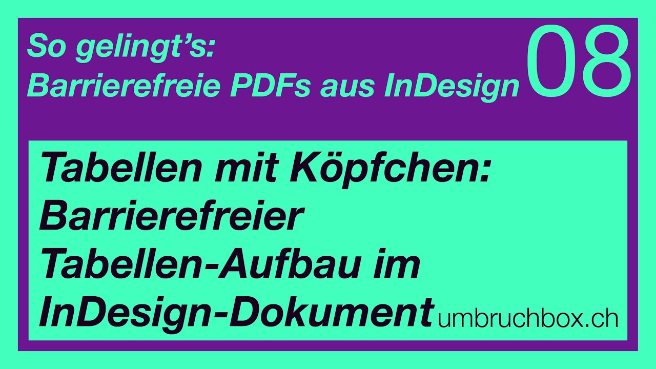 Barrierefreier Tabellen-Aufbau im InDesign-Dokument 