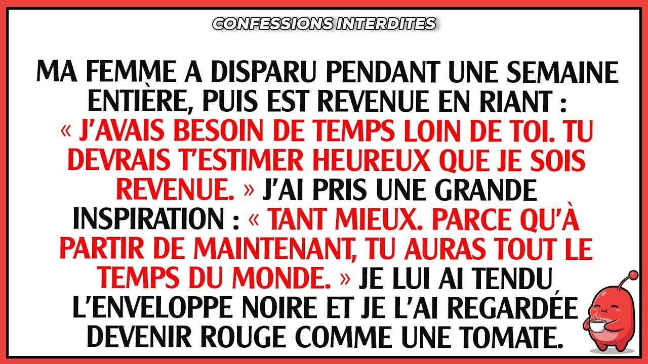 Ma femme a disparu une semaine… puis revient en riant : “J’avais besoin de distance.”