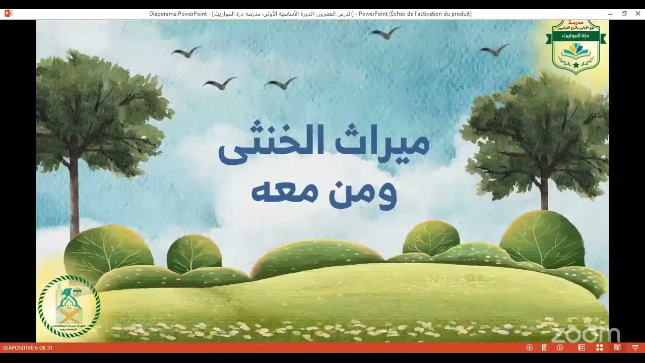 المحاظرة العشرون في باب الإرث الاحتياطي- ميراث الخنثى المشكل و من معه-مدرسة درة المواريث