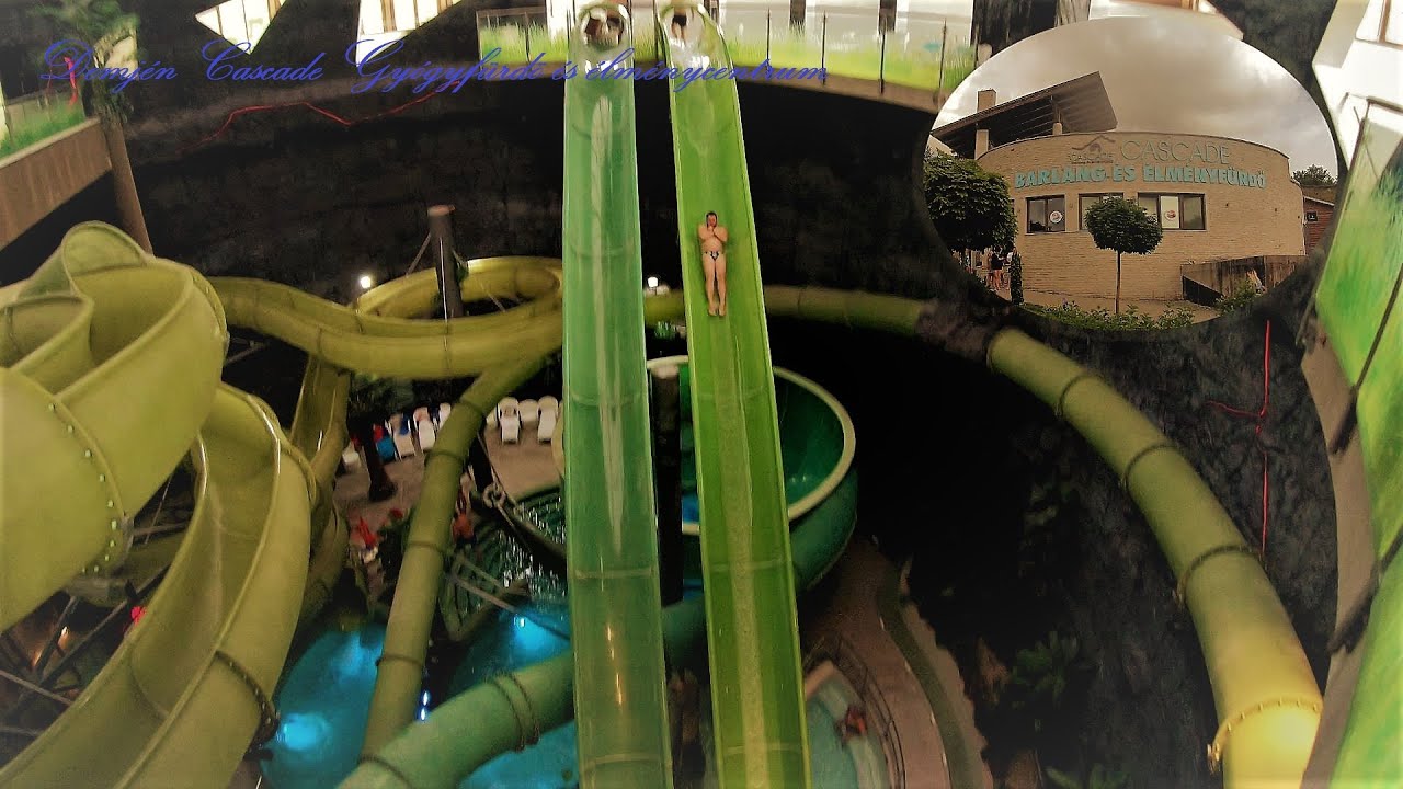 Demjén - Cascade - Barlang- és élményfürdő 2020 - Aquapark - Csúszdapark - Összes csúszda 4K - GoPro