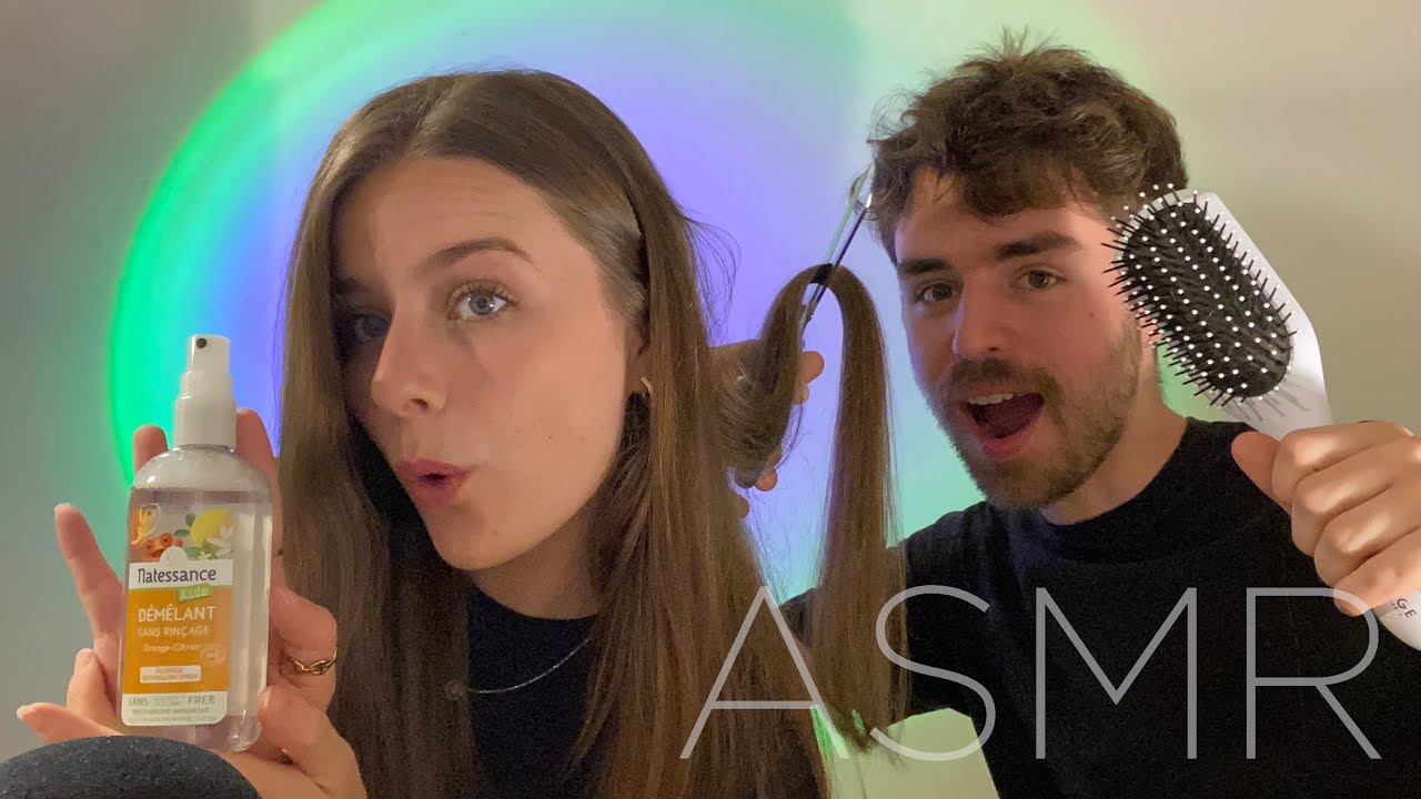 ASMR - Vincent prend soin de mes cheveux (brush, oil, hair straightening...)