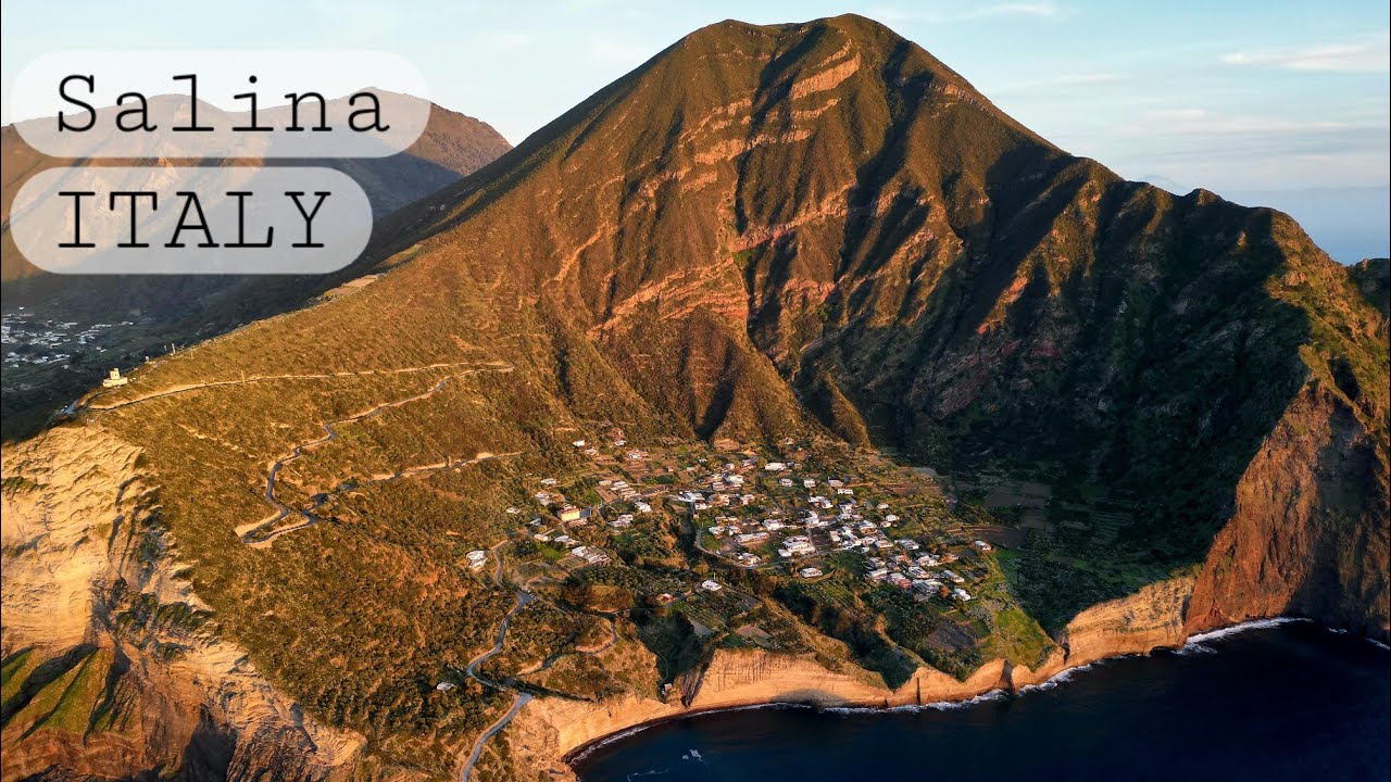 Salina, a volcano cut in half. Aeolian Islands, Italy
