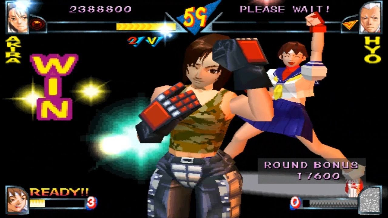 Rival Schools [Arcade] - Sakura & unmasked Akira (with all endings)