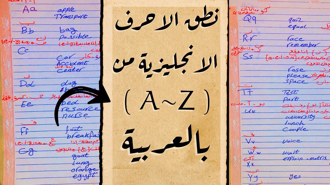 ازاي ننطق الحروف الانجليزية بالعربي وازي نقرأ ونكتب اي كلمة انجليزية جديدة علينا