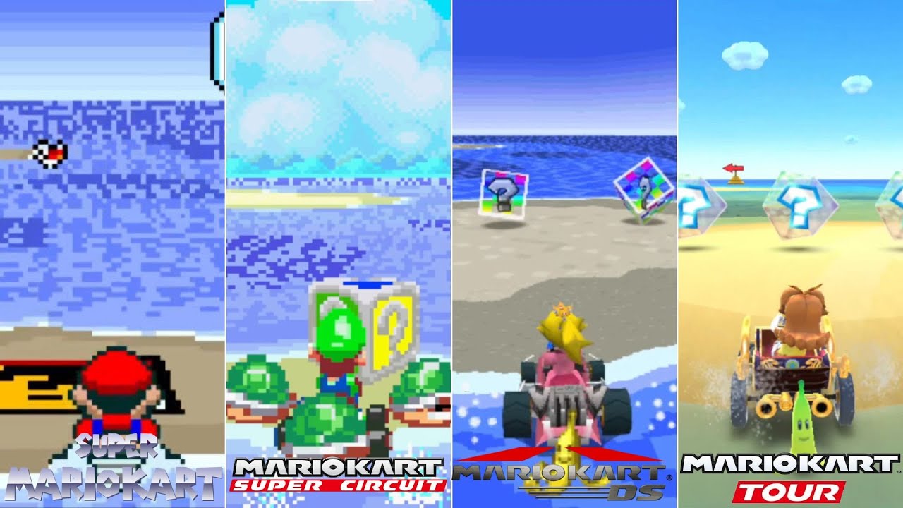 Evolution Of SNES Koopa Beach 2 Course In Mario Kart Series [1992-2023]
