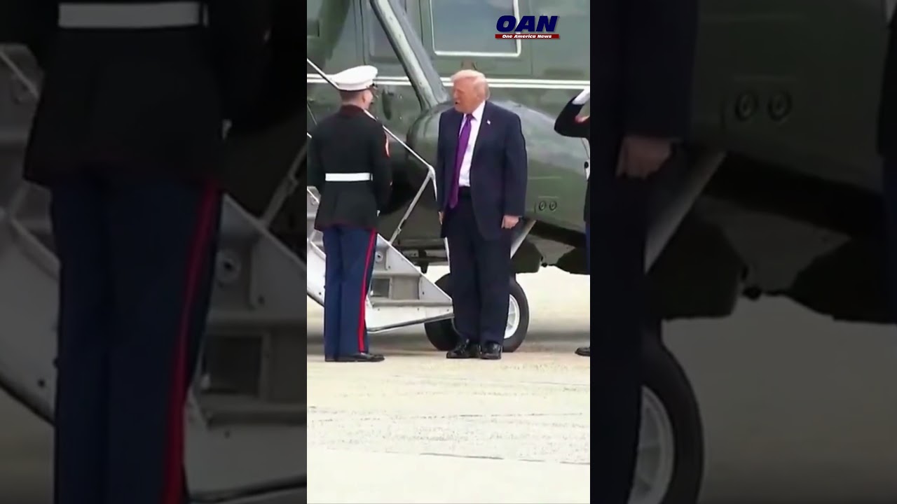 President Trump gives a Presidential Challenge Coin to U.S. Marine