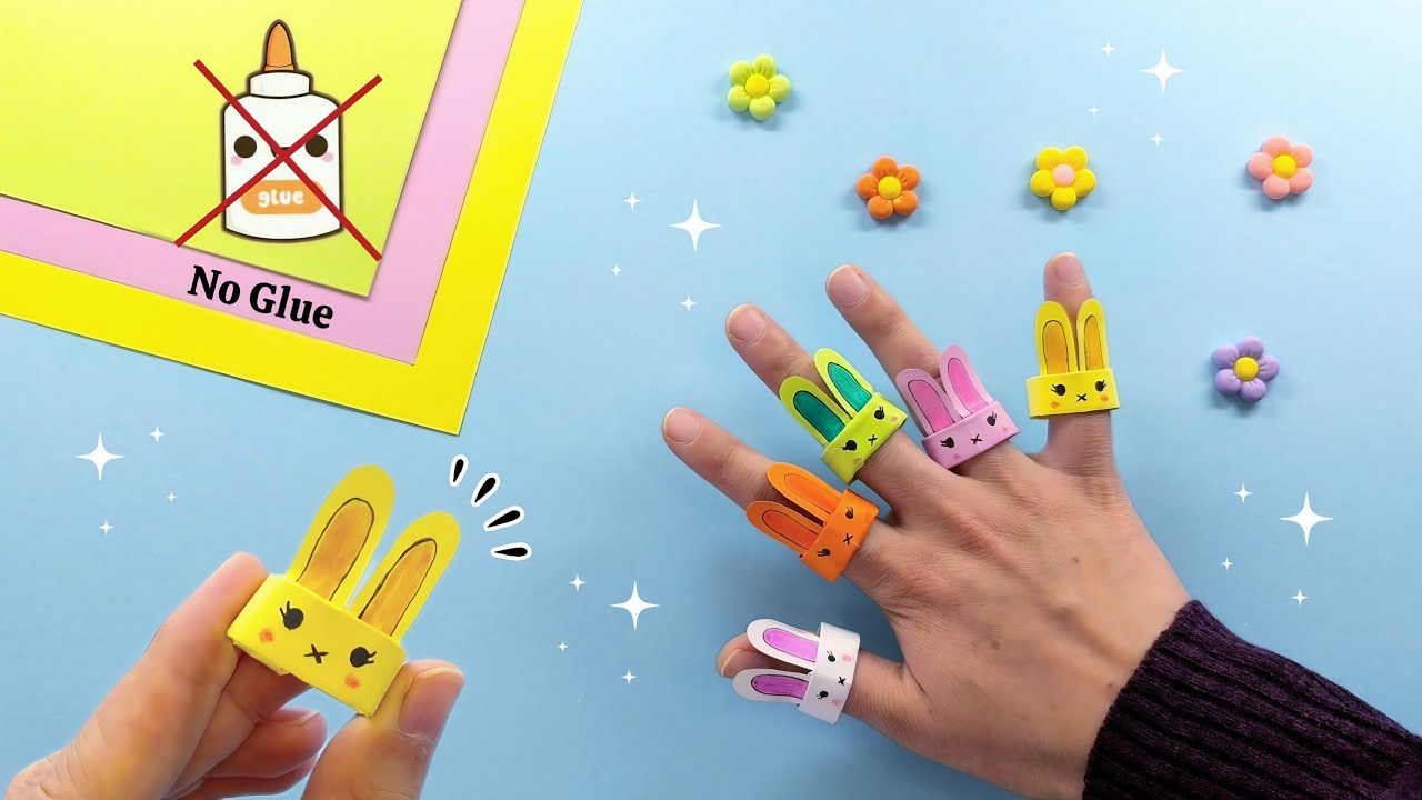 Super Cute Origami Rabbit Ring | Easy No Glue Paper Ring DIY