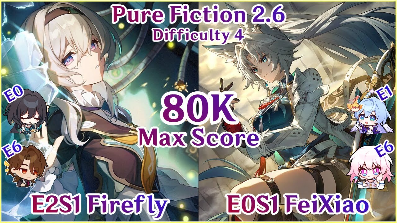 Pure Fiction 2.6 - E2S1 Firefly x E0S1 FeiXiao 80K Max Score Clear | Honkai Star Rail