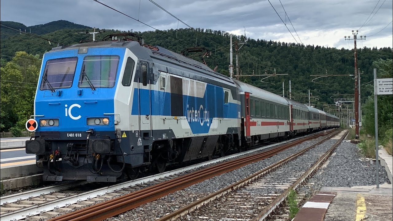 E401 in NUOVA LIVREA e tanti MERCI in transito alla stazione di VAIANO!