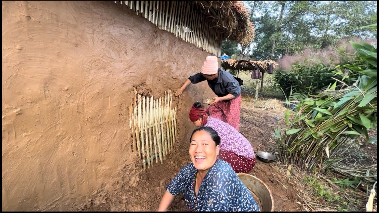 भान्सा घर लिपपोत diwash maila02  #village life village #ilam