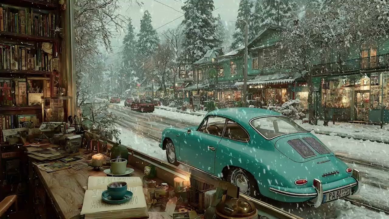 Warm and Quiet Cabin Night with Snow and Crackling Fire | Relaxing Ambience for Deep Sleep