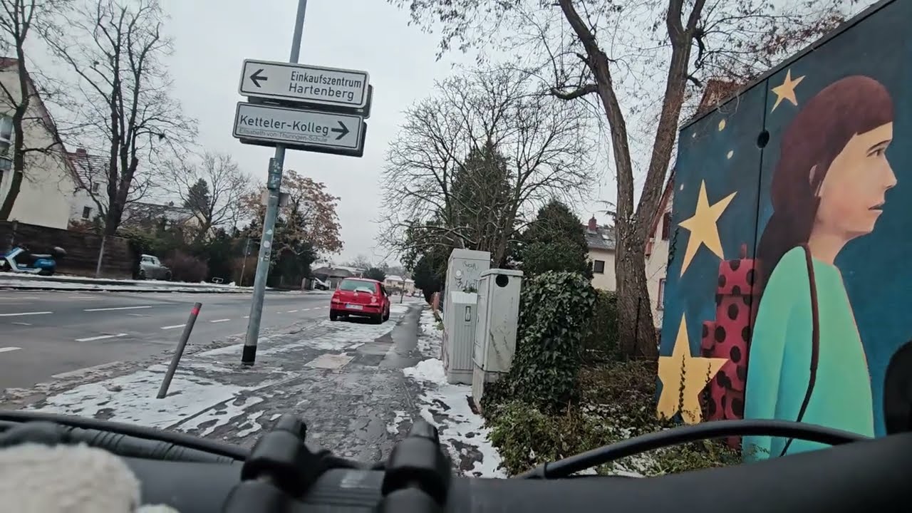 🇩🇪4K leisurely bike ride on icy streets/دوچرخه سواری در خیابان یخ زده