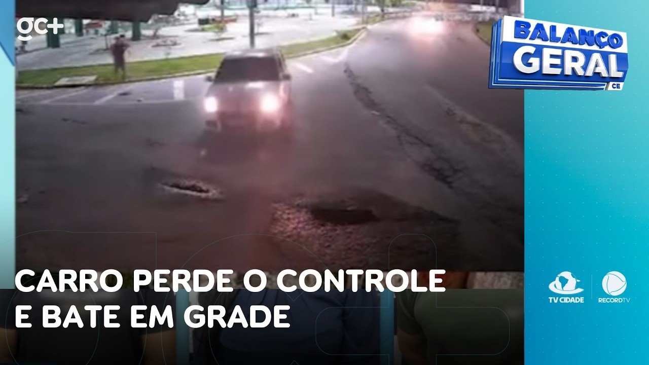 Carro perde o controle e bate em grade do polo de lazer do Grande Montese | Balanço Geral CE