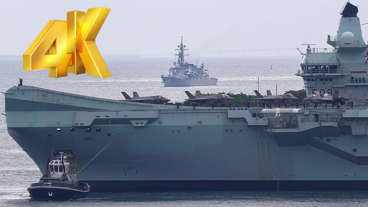 [4K Ultra HD] HMS Queen Elizabeth R08 U.S. Fleet Activities Yokosuka 04.SEP.2021(35min Long version)