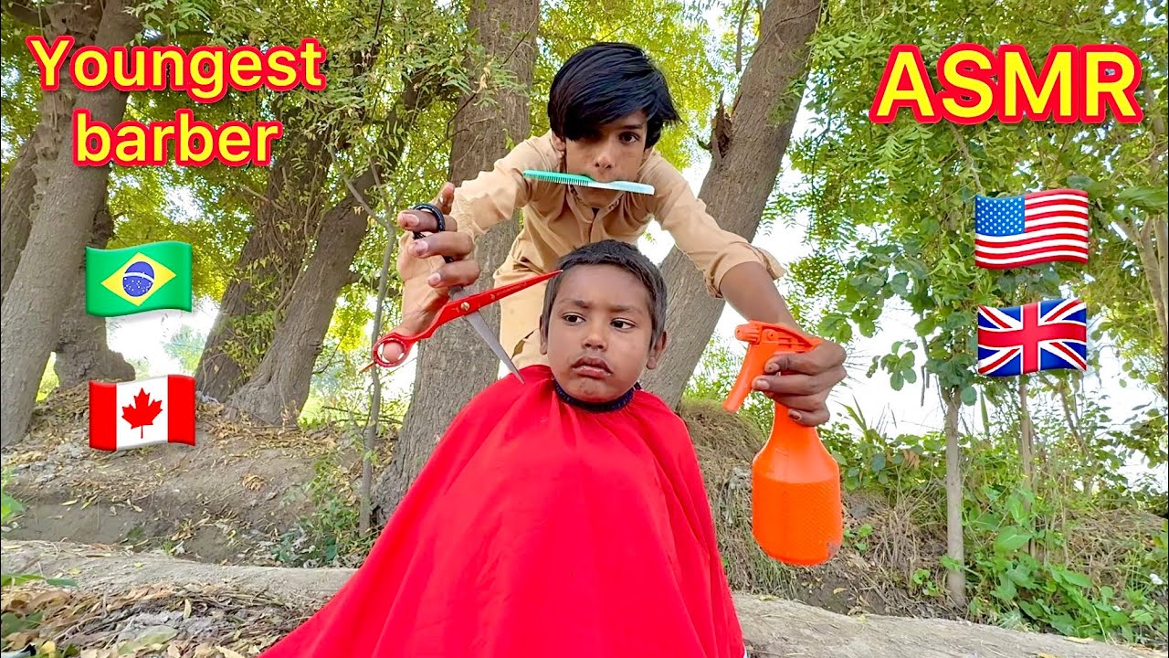 ASMR youngest barber in the world Amazing haircut with brand new equipments