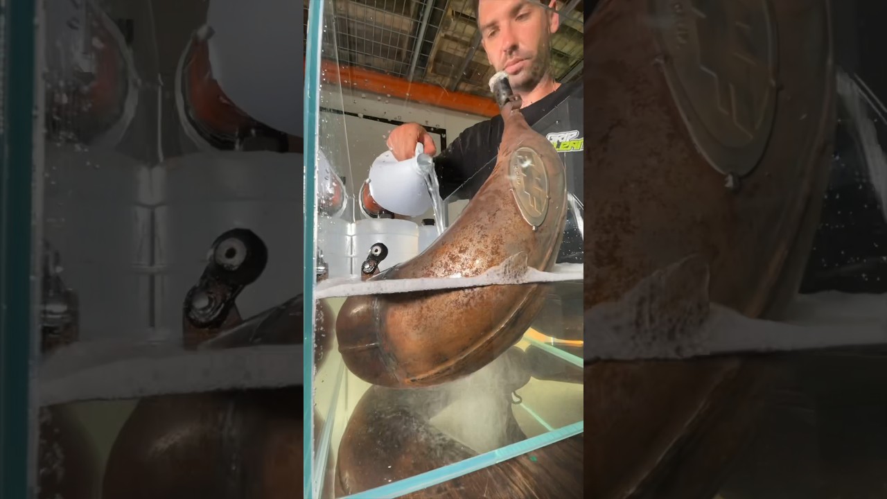 Did our rust remover do the trick in restoring this exhaust pipe? 😳✅ #gripclean #rustremover #fmf