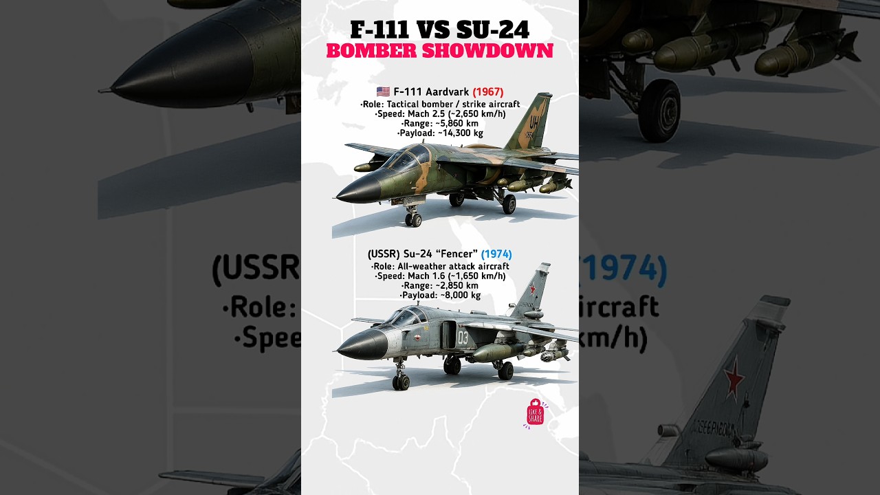 F-111 Aardvark vs Su-24 Fencer | Tactical Bomber Comparison