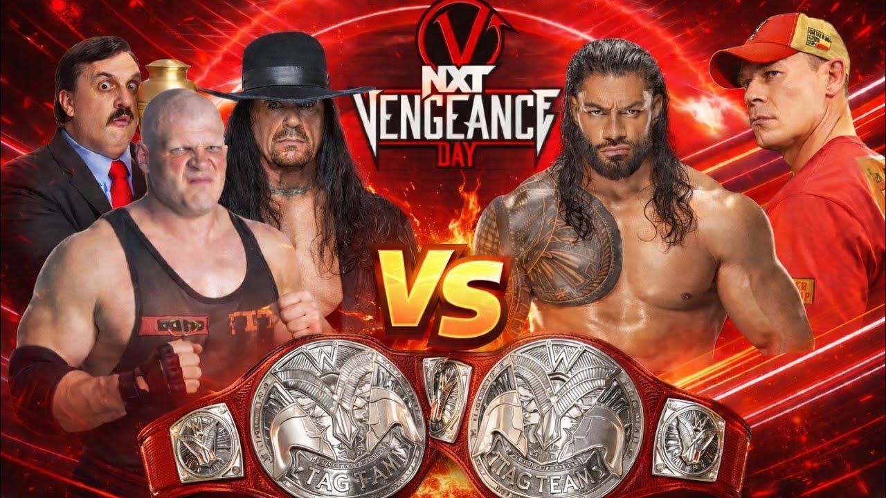 FULL MATCH- KANE & UNDERTAKER VS ROMAN REIGNS & JOHN CENA_WWE TAG TEAM CHAMPIONSHIP MATCH