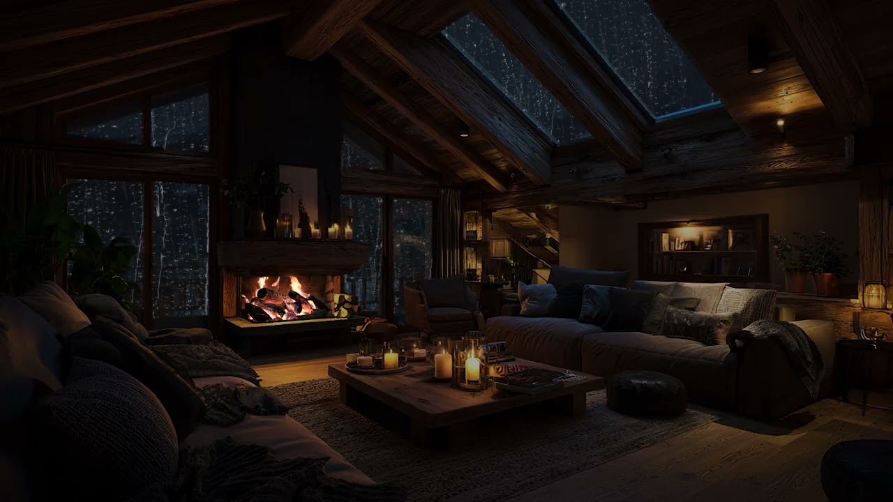 Rain & Crackling Fireplace Sounds 🌧🔥 Cozy Night Ambience for Deep Sleep & Relaxation