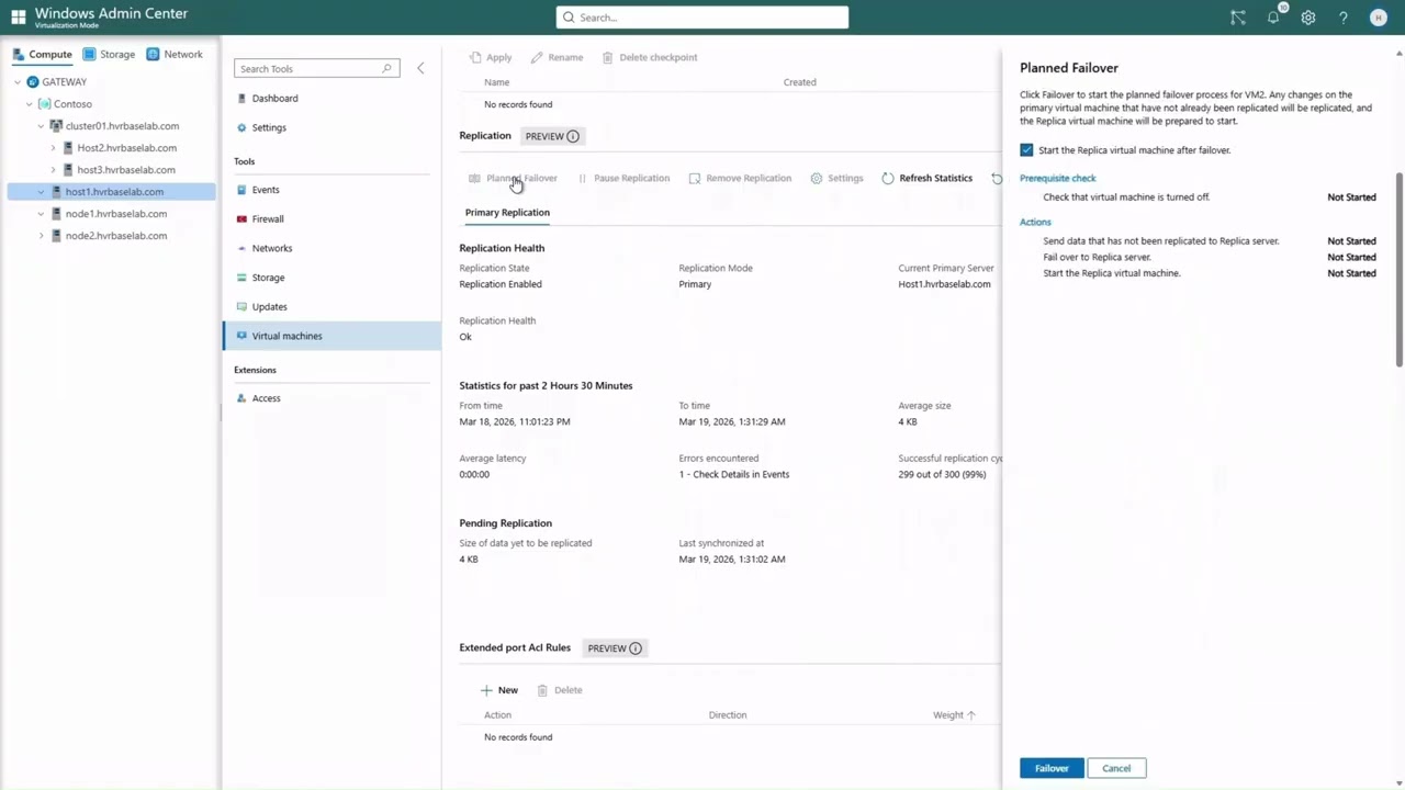 Windows Admin Center: Virtualization Mode - Hyper-V Replica IP Injection and Reverse Replication