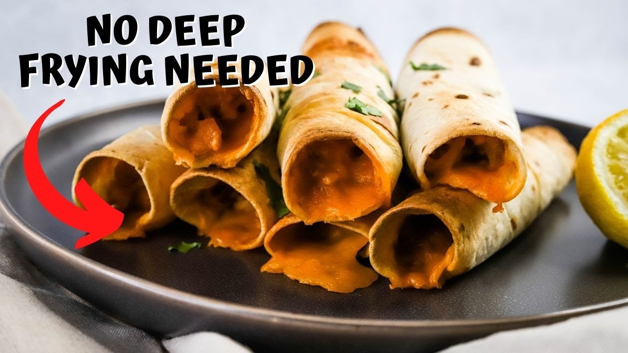 Crispy CHICKEN TAQUITOS (without all that oil!) | It's so easy!
