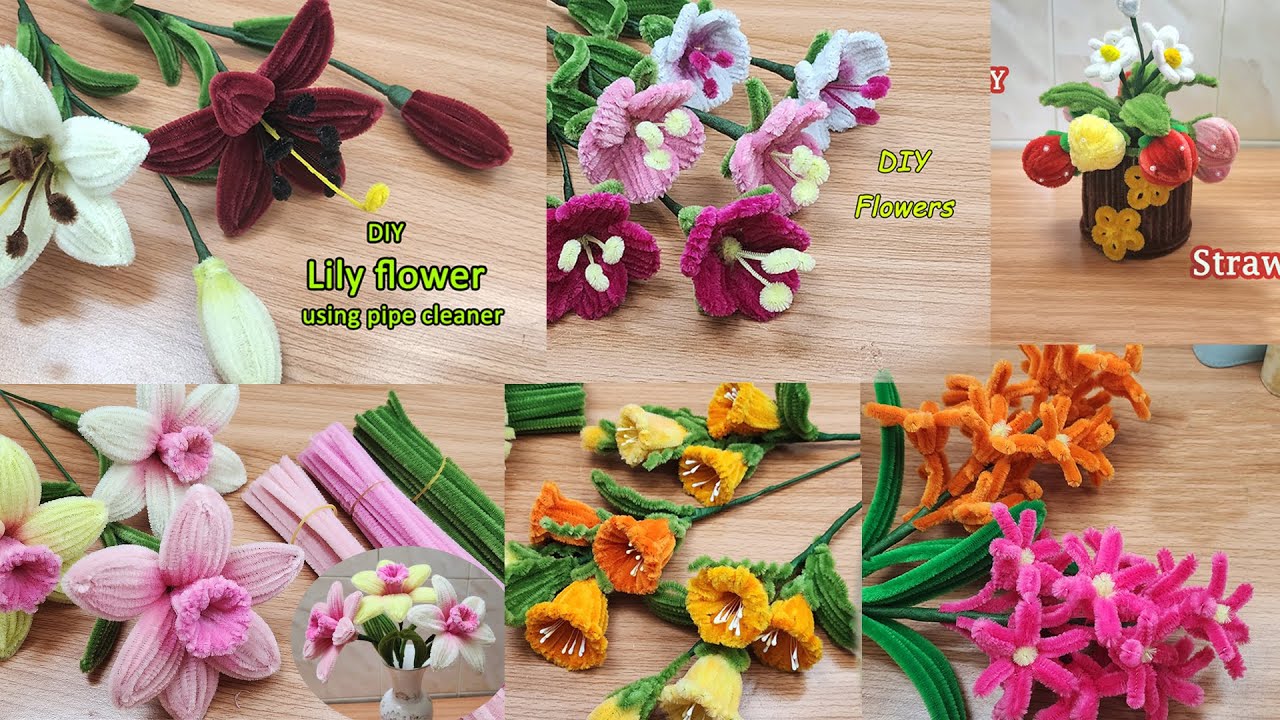 DIY Flower: 6 ideas how to make flowers with pipe cleaner by handcraft sreyneang