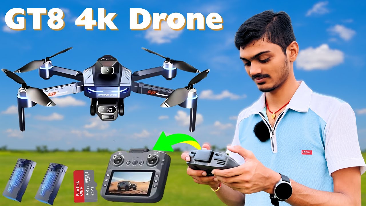 GT8 4K Drone Unboxing Brushless Motor, Obstacle Avoidance, Display Remote Everything Available!