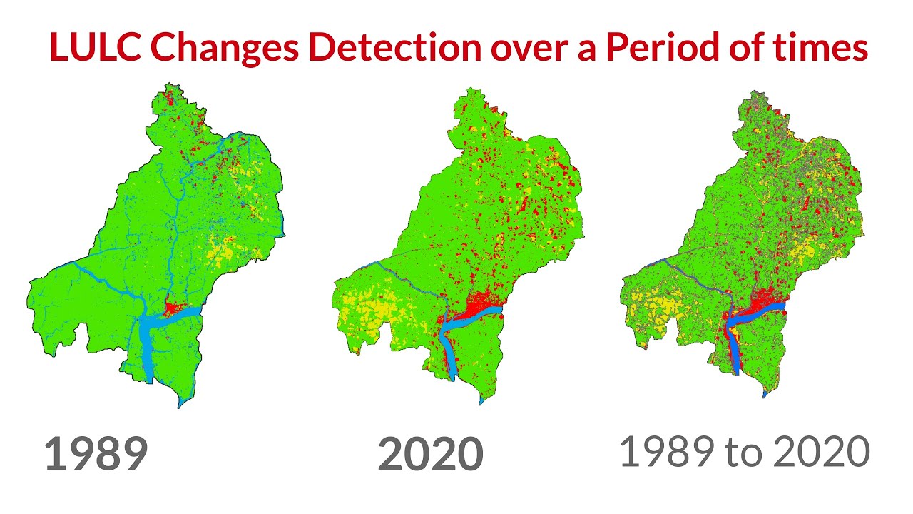 Land use/Land cover Change detection Analysis for an Area over a certain timeline like 1989 to 2020