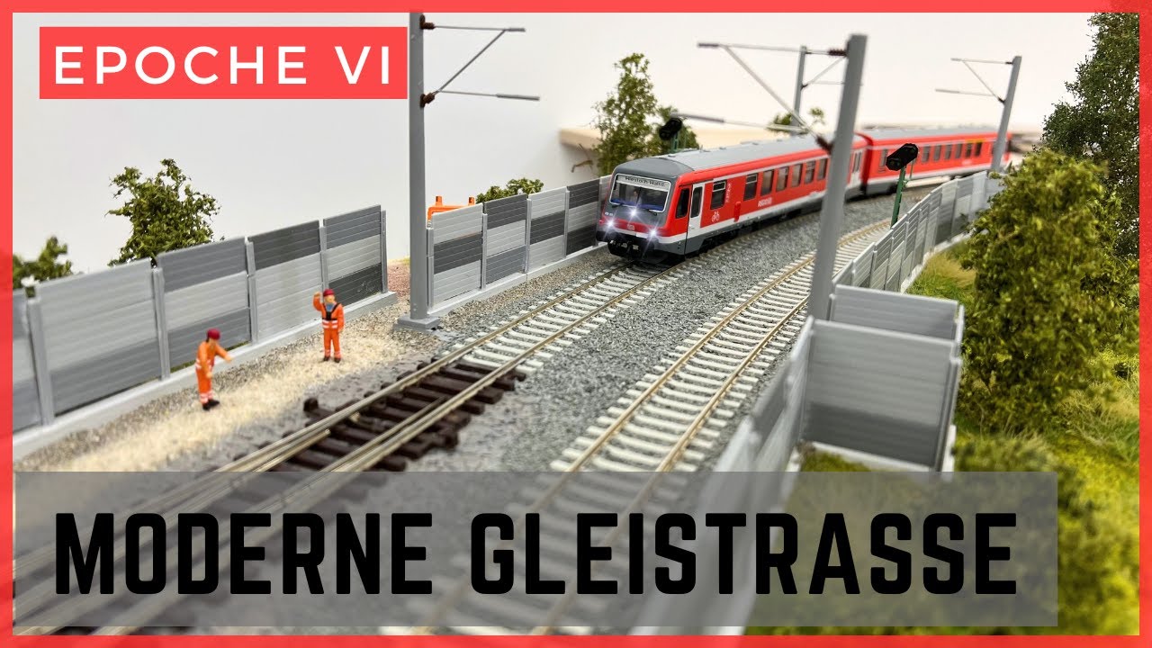 Moderne Gleistrasse zwischen Bergdorf und Bahnhof I Baubericht auf Epoche 6 I H0 Modelleisenbahn