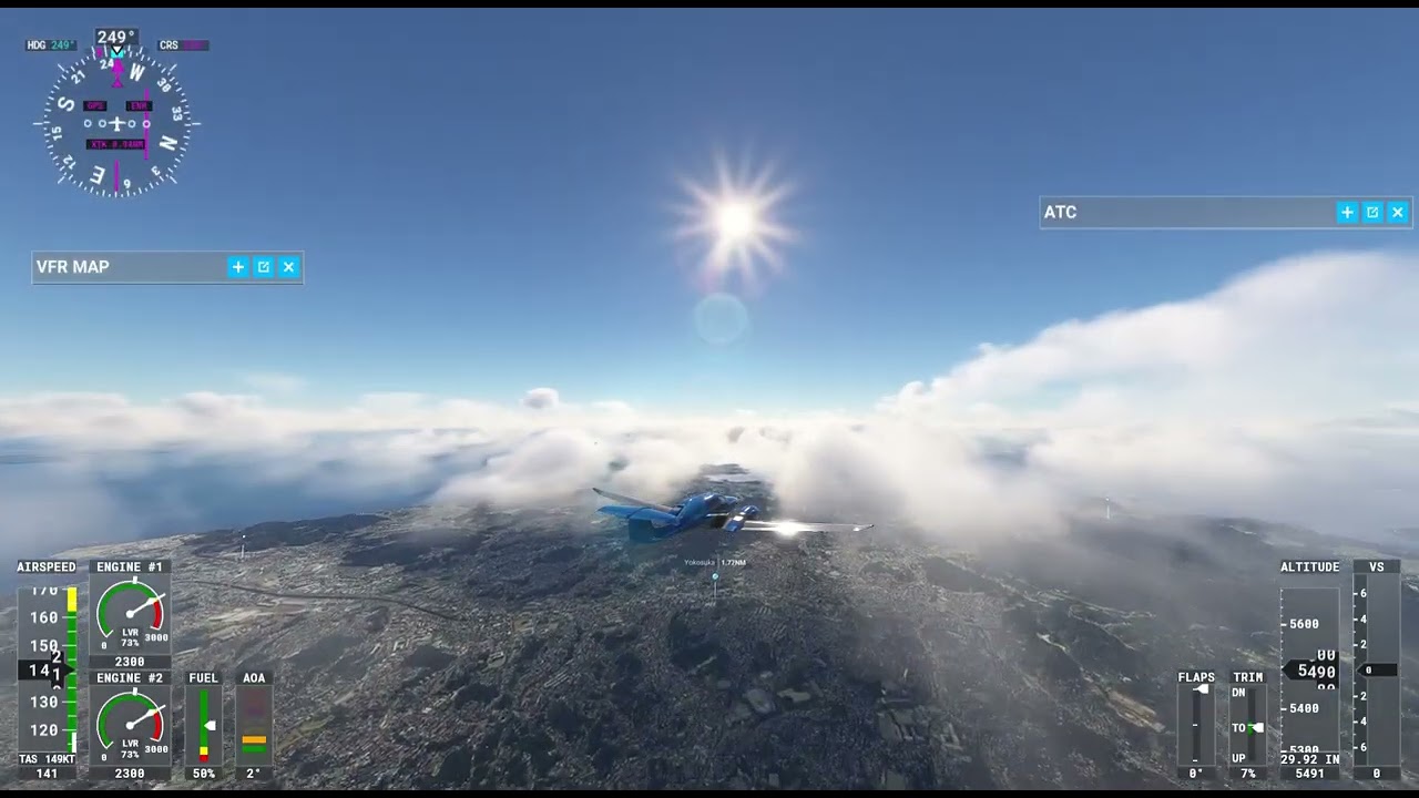 Diamond DA62 twin full flight 125 nm G100nxi Tokyo to Mt Fugi Shizuoka Japan