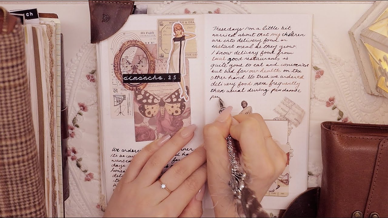 ASMR | шепчет по-французски | Украшаю мой винтажный дневник