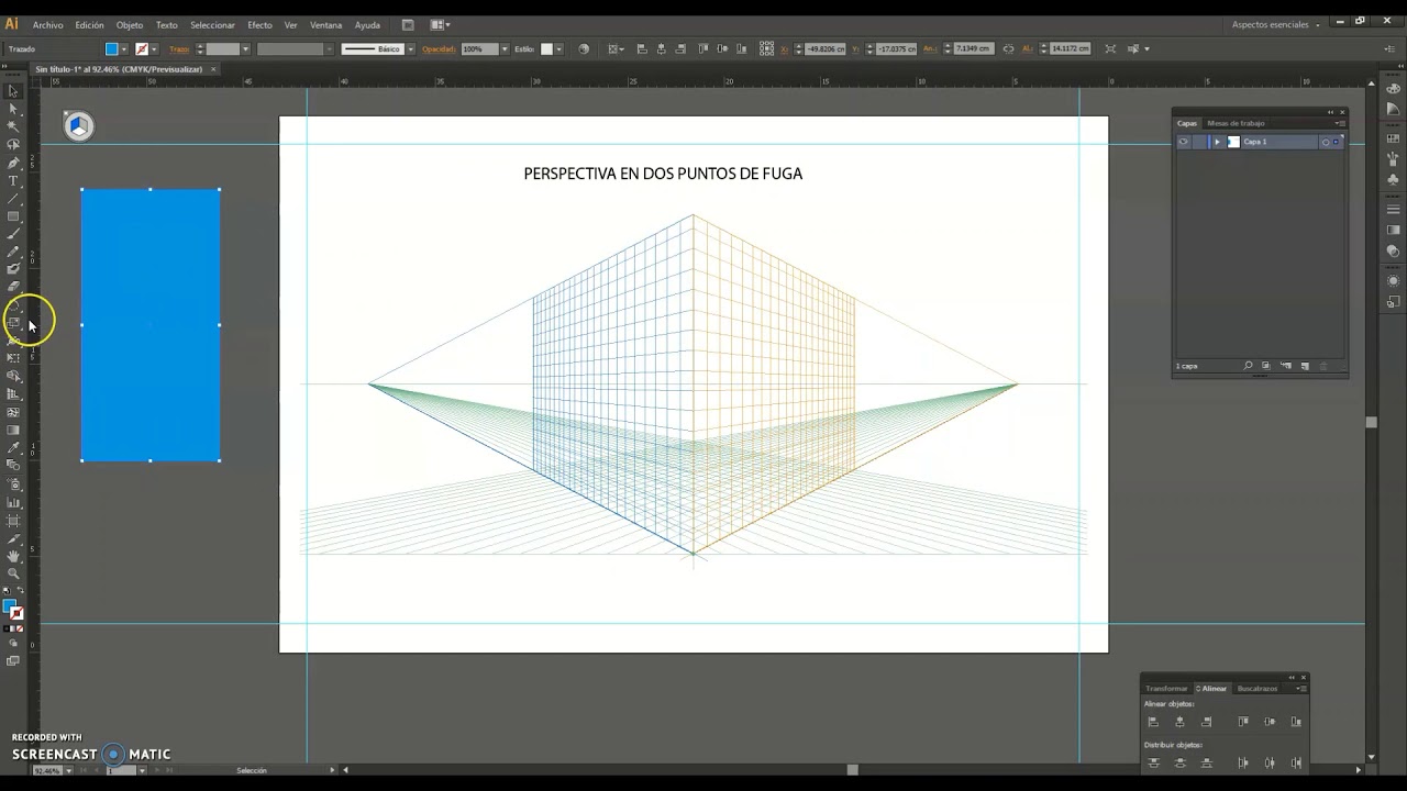Perspectiva dos puntos de Fuga - Vídeo Clase Lamina 13